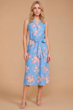 Robe Midi Imprimée Cintrée À Boutons Petite