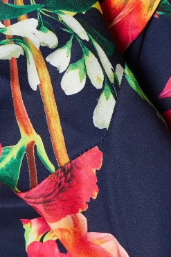 Robe Midi Imprimée à Col Croisé Petite pour Invitée de Mariage