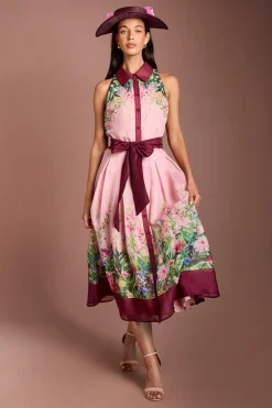 Coast Robe Midi Imprimée À Col Lisa Tan<Femme Robes|Robes Mi-Longues