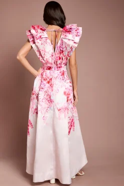 Coast Robe Midi Imprimée À Col V Et Manches À Volants<Femme Toutes Les Robes|Robes Mi-Longues