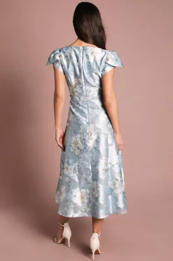 Coast Robe Midi Imprimée À Encolure Carrée Avec Manches Courtes Et Ceinture<Femme Toutes Les Robes|Robes Mi-Longues