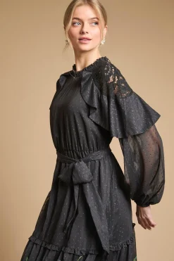 Oasis Robe Midi Imprimée En Mousseline Avec Cape Et Taille Ceinturée<Femme Robes Mi-Longues|Robes À Manches Longues