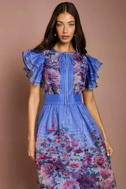 Coast Robe Midi Imprimée En Organza À Volants Lisa Tan<Femme Robes|Robes Mi-Longues