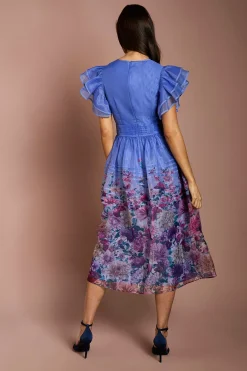 Coast Robe Midi Imprimée En Organza À Volants Lisa Tan<Femme Robes|Robes Mi-Longues