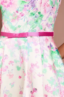 Robe Midi Imprimée Florale En Sergé À Ourlet Asymétrique