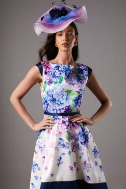 Robe Midi Imprimée Florale Lisa Tan Sergé Hi-Lo