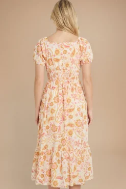 Dorothy Perkins Robe Midi Imprimée À Manches Bouffantes Avec Nœud Devant<Femme Toutes Les Robes|Robes Mi-Longues