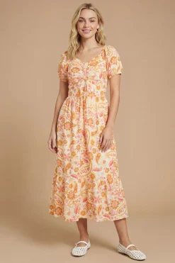 Dorothy Perkins Robe Midi Imprimée À Manches Bouffantes Avec Nœud Devant<Femme Toutes Les Robes|Robes Mi-Longues