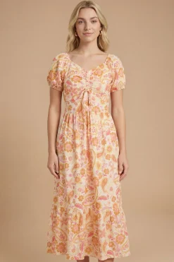 Dorothy Perkins Robe Midi Imprimée À Manches Bouffantes Avec Nœud Devant<Femme Toutes Les Robes|Robes Mi-Longues