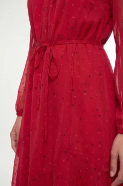 Robe Midi Imprimée Métallisée À Col Torsadé