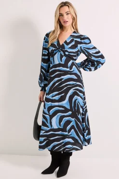 Robe Midi Imprimée à Nœud Torsadé Devant