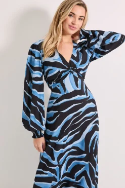 Robe Midi Imprimée à Nœud Torsadé Devant
