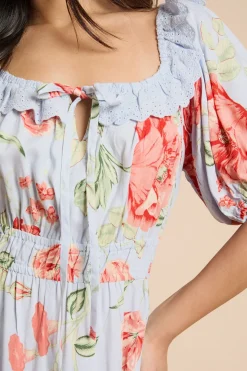 Robe Midi Imprimée À Ourlet Étagé Avec Détails De Volants Brodés Petite