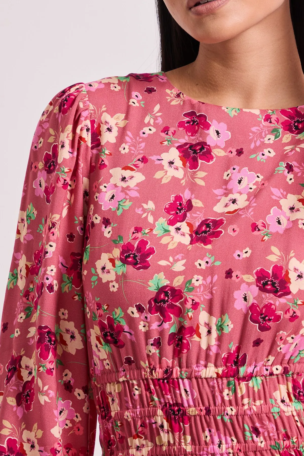 Dorothy Perkins Robe Midi Imprimée Petite Taille avec Détail de Taille Froncée Tombante<Femme Toutes Les Robes|Robes Mi-Longues