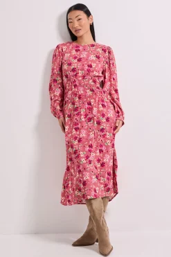 Dorothy Perkins Robe Midi Imprimée Petite Taille avec Détail de Taille Froncée Tombante<Femme Toutes Les Robes|Robes Mi-Longues