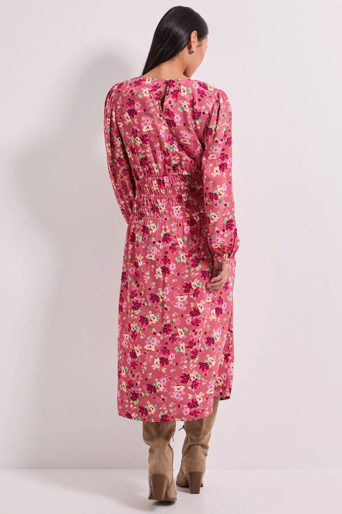 Dorothy Perkins Robe Midi Imprimée Petite Taille avec Détail de Taille Froncée Tombante<Femme Toutes Les Robes|Robes Mi-Longues