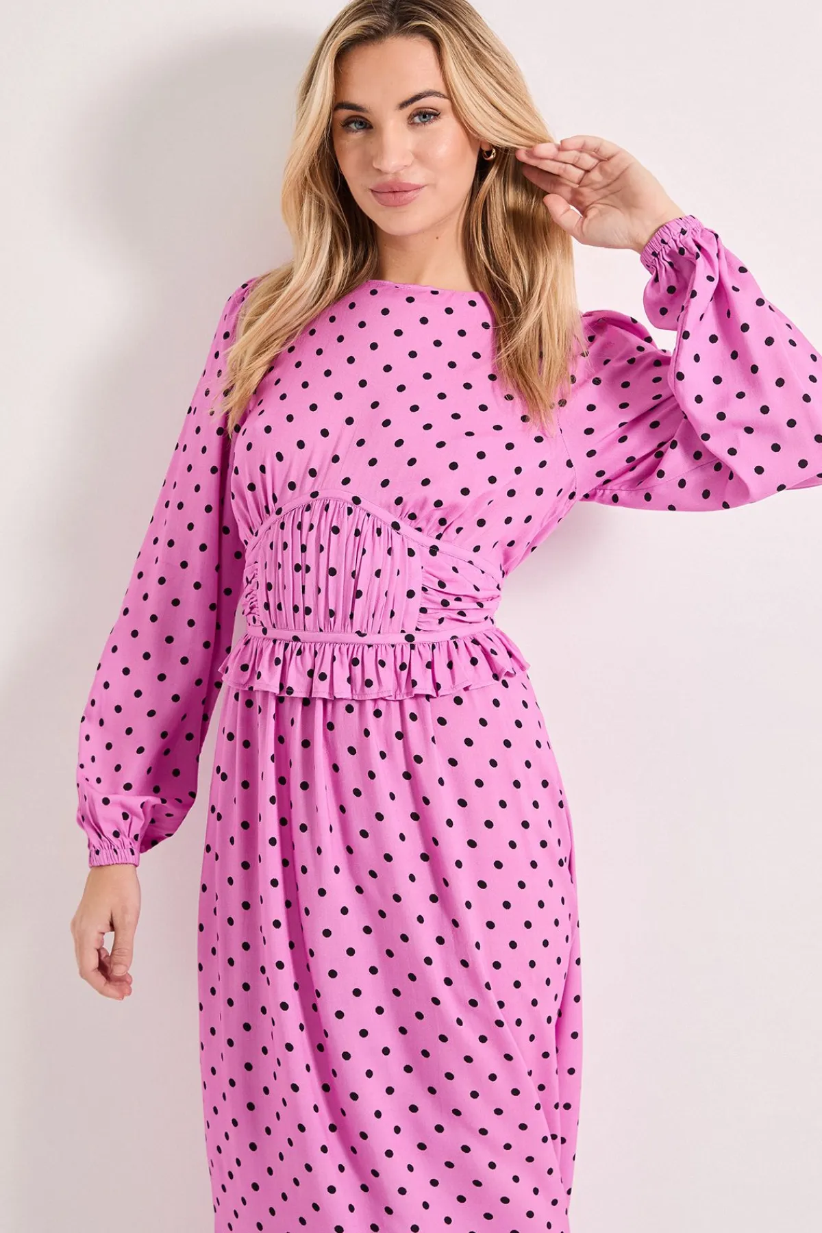 Dorothy Perkins Robe Midi Imprimée à Taille Froncée et Manches Bouffantes<Femme Toutes Les Robes|Robes Mi-Longues