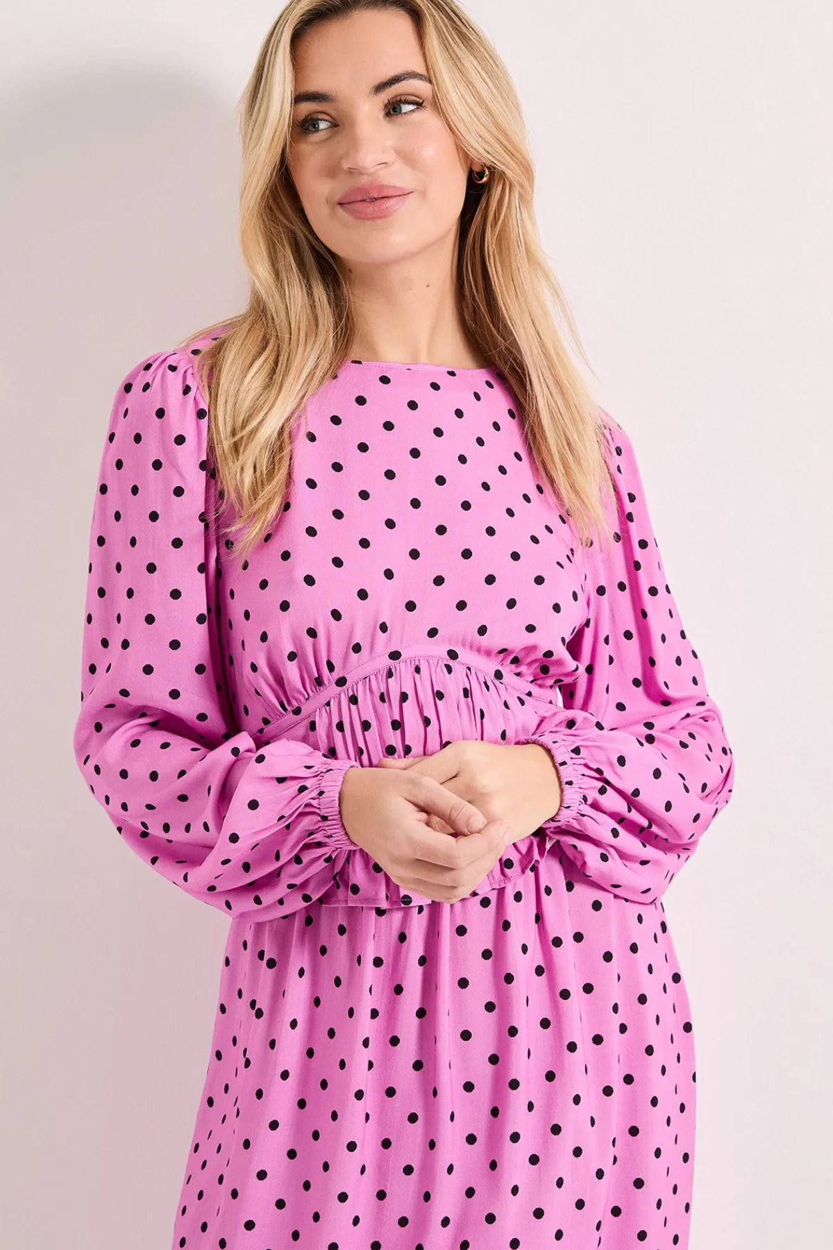 Dorothy Perkins Robe Midi Imprimée à Taille Froncée et Manches Bouffantes<Femme Toutes Les Robes|Robes Mi-Longues