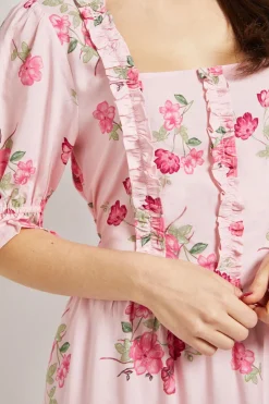Dorothy Perkins Robe Midi À Imprimé Avec Encolure Carrée, Détails À Volants Et Manches Bouffantes<Femme Toutes Les Robes|Robes Mi-Longues