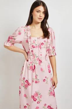 Dorothy Perkins Robe Midi À Imprimé Avec Encolure Carrée, Détails À Volants Et Manches Bouffantes<Femme Toutes Les Robes|Robes Mi-Longues