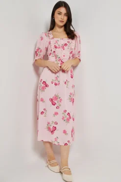 Dorothy Perkins Robe Midi À Imprimé Avec Encolure Carrée, Détails À Volants Et Manches Bouffantes<Femme Toutes Les Robes|Robes Mi-Longues