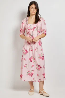 Dorothy Perkins Robe Midi À Imprimé Avec Encolure Carrée, Détails À Volants Et Manches Bouffantes<Femme Toutes Les Robes|Robes Mi-Longues