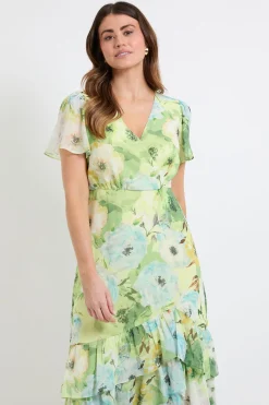 Robe Midi À Imprimé Floral Avec Ourlet À Volants