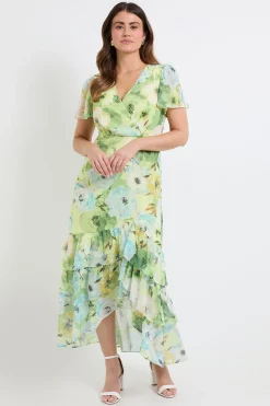 Robe Midi À Imprimé Floral Avec Ourlet À Volants