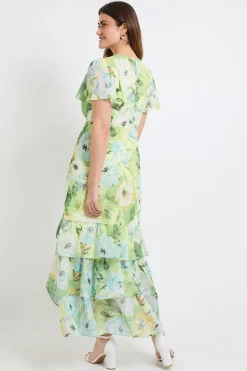 Robe Midi À Imprimé Floral Avec Ourlet À Volants