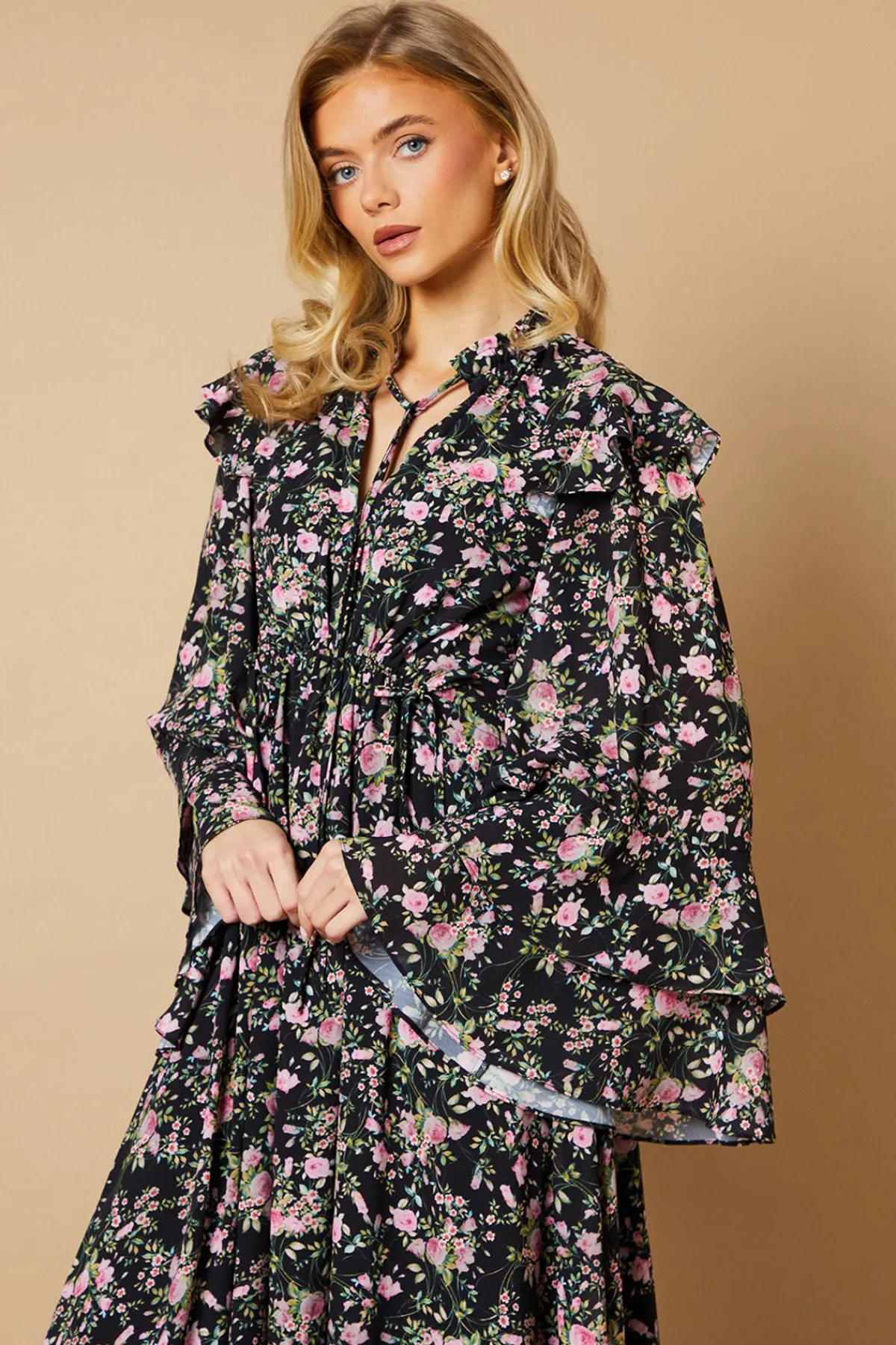 Oasis Robe Midi à Imprimé Floral avec Taille à Cordon<Femme Robes Mi-Longues|Robes Bohème