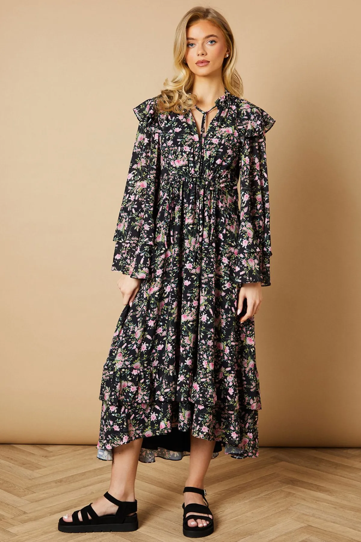 Oasis Robe Midi à Imprimé Floral avec Taille à Cordon<Femme Robes Mi-Longues|Robes Bohème