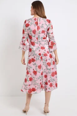 Wallis Robe Midi À Imprimé Floral Dévoré Et Manches À Volants Étagés<Femme Robes|Robes Mi-Longues