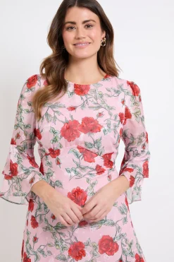Wallis Robe Midi À Imprimé Floral Dévoré Et Manches À Volants Étagés<Femme Robes|Robes Mi-Longues