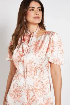 Robe Midi À Imprimé Floral En Satin