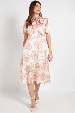 Robe Midi À Imprimé Floral En Satin