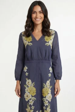Robe Midi À Imprimé Floral Et Finitions En Dentelle