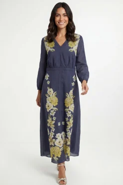 Robe Midi À Imprimé Floral Et Finitions En Dentelle