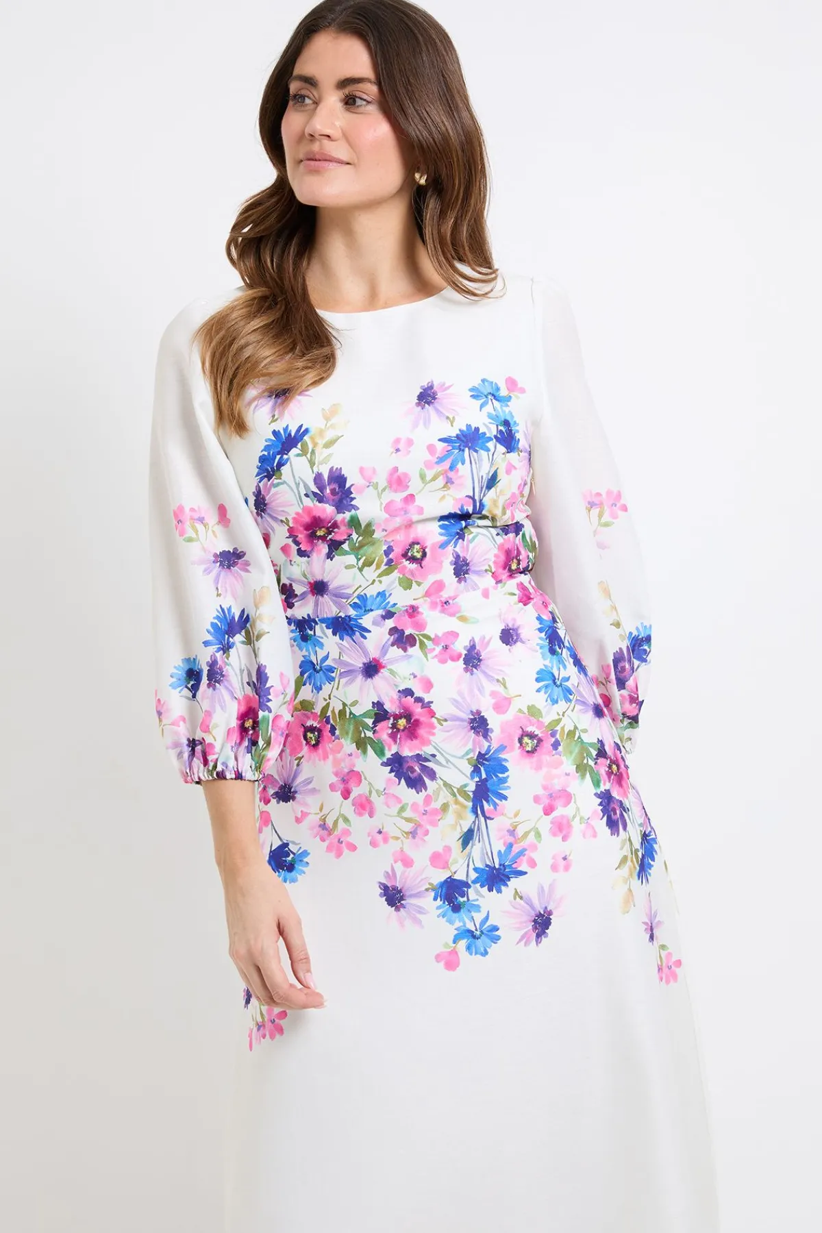Wallis Robe Midi À Imprimé Floral Et Manches Ballon<Femme Robes|Robes Mi-Longues