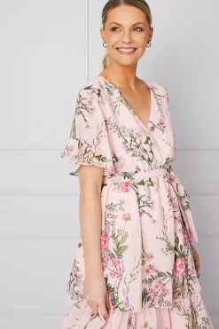 Robe Midi à Imprimé Floral et Volants pour Toute Occasion