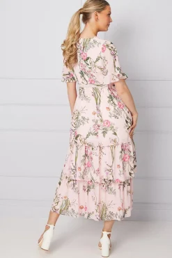 Robe Midi à Imprimé Floral et Volants pour Toute Occasion
