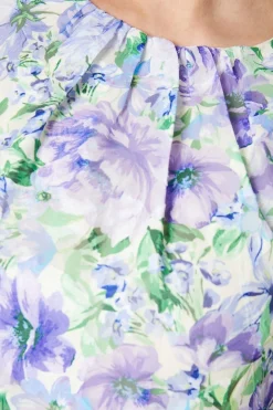 Robe Midi Jacquard Asymétrique à Volants Floraux d'Occasion