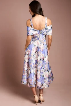 Robe Midi Jacquard Bardot À Corsage
