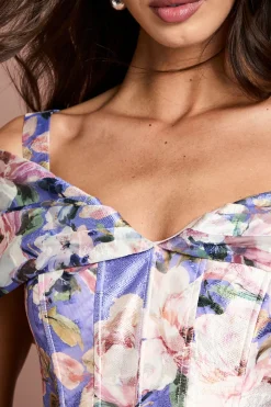 Robe Midi Jacquard Bardot À Corsage