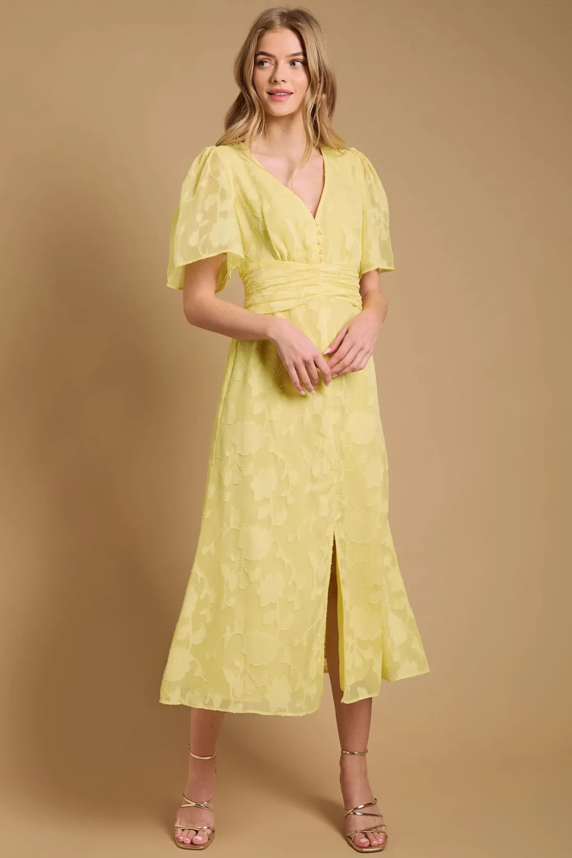 Robe Midi Jacquard à Boutons