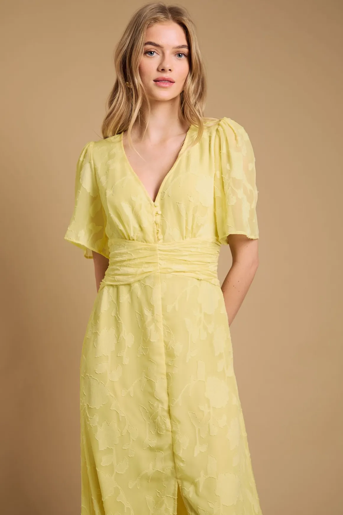 Robe Midi Jacquard à Boutons