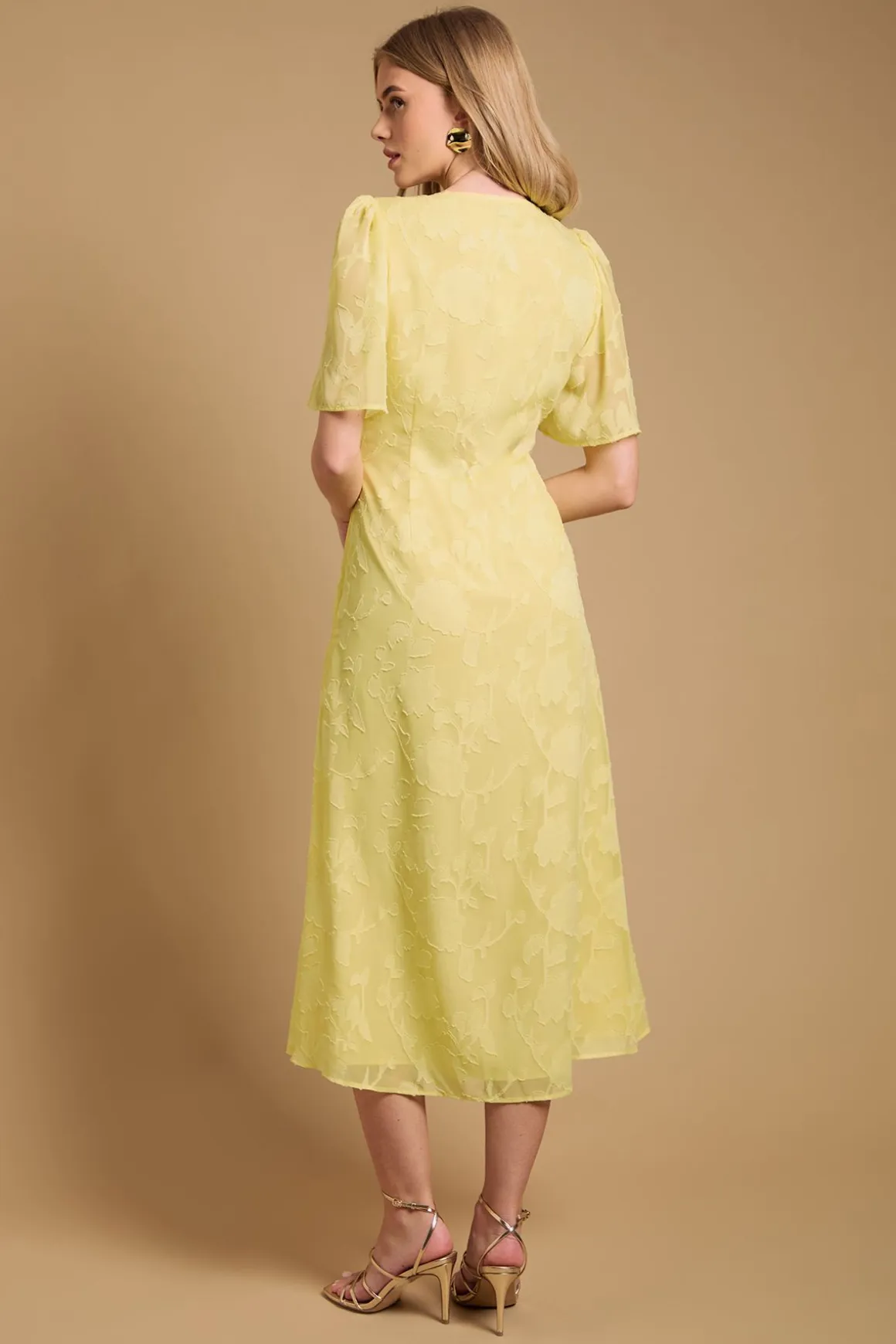 Robe Midi Jacquard à Boutons
