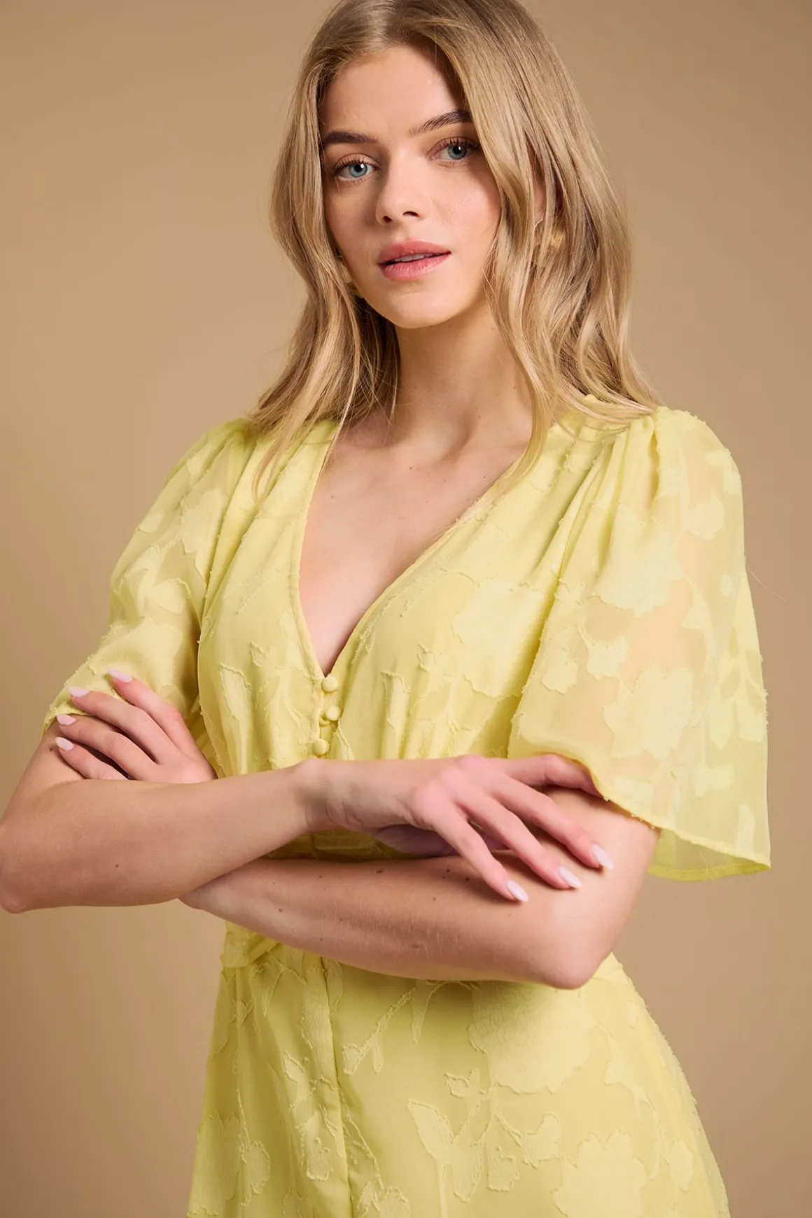 Robe Midi Jacquard à Boutons