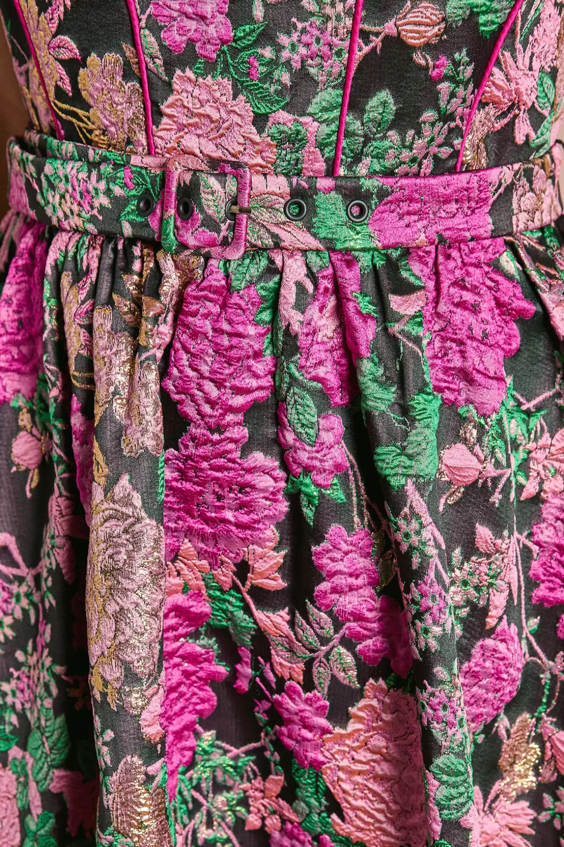 Robe Midi Jacquard à Bustier Corset et Jupe Ample