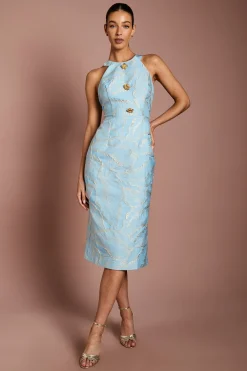Coast Robe Midi Jacquard À Col Licou Avec Boutons Dorés<Femme Toutes Les Robes|Robes