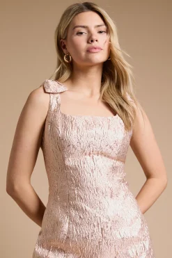 Robe Midi Jacquard DP Luxe Avec Nœud À L'épaule